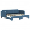 Sofa rozsuwana, niebieska, 90x200 cm, aksamit