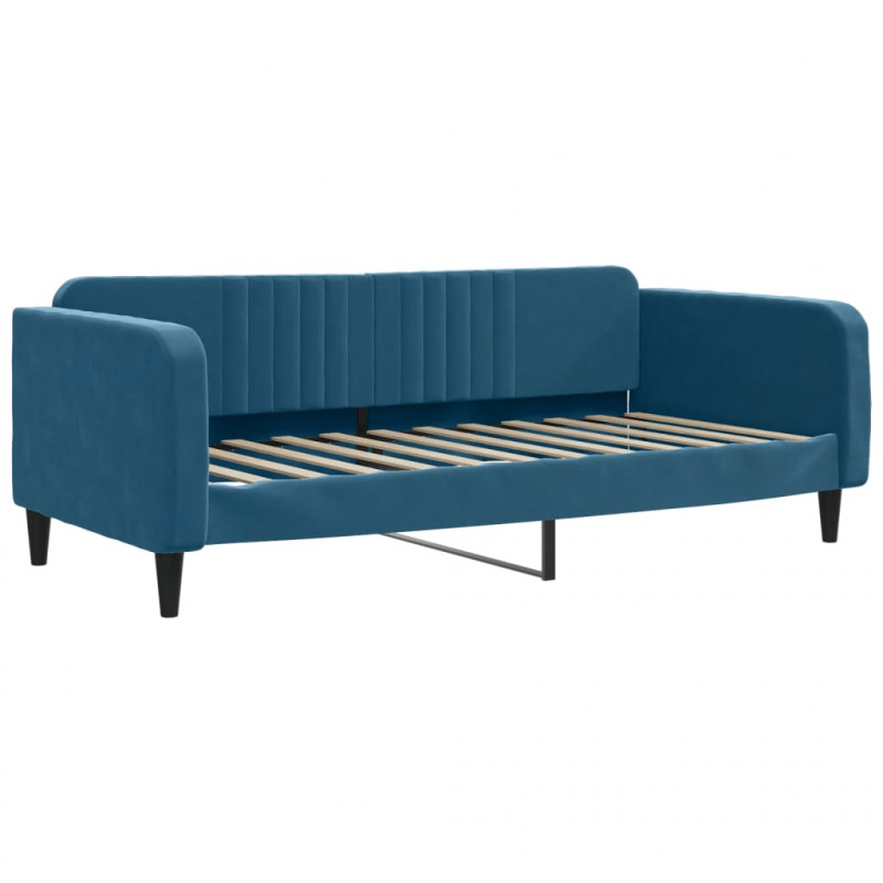 Sofa rozsuwana, niebieska, 90x200 cm, aksamit