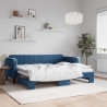 Sofa rozsuwana, niebieska, 80x200 cm, aksamit