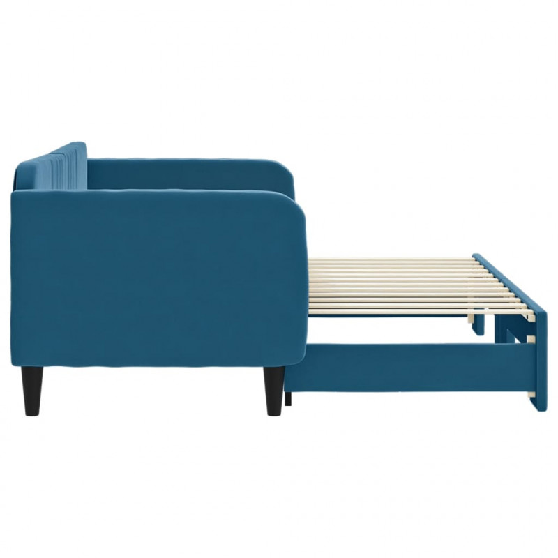 Sofa rozsuwana, niebieska, 80x200 cm, aksamit