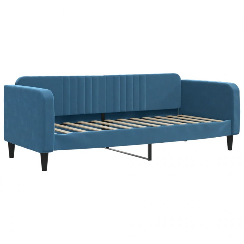 Sofa rozsuwana, niebieska, 80x200 cm, aksamit