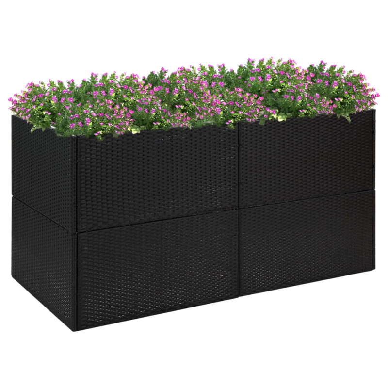 Donica ogrodowa, czarna, 157x80x80 cm, rattan PE
