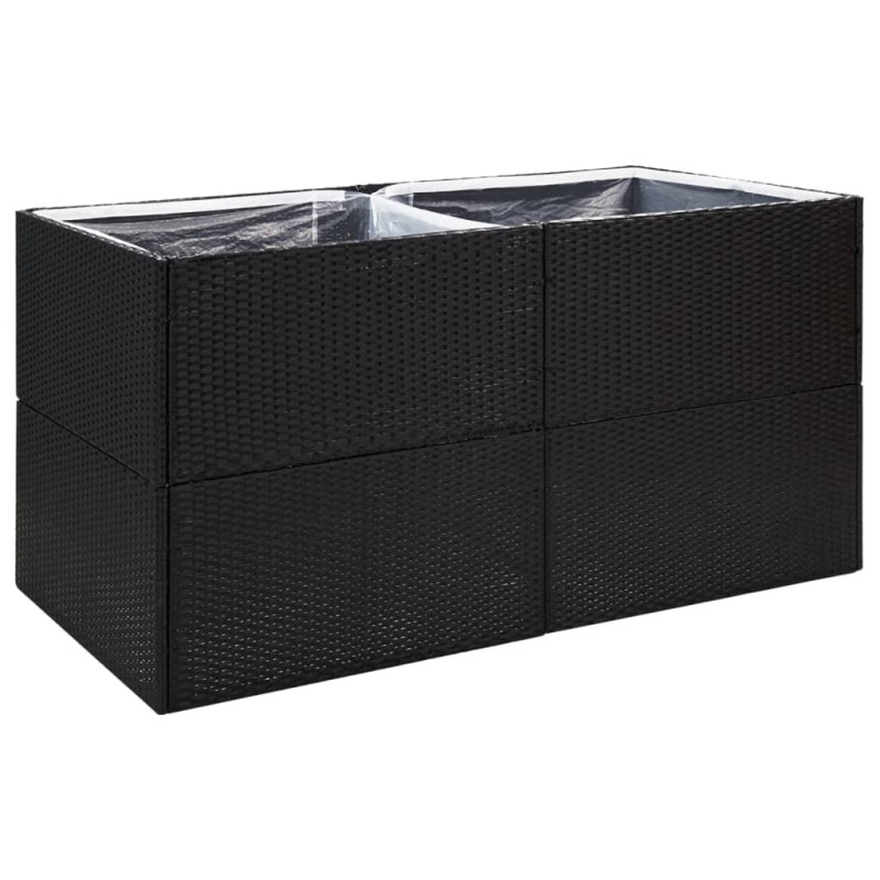 Donica ogrodowa, czarna, 157x80x80 cm, rattan PE