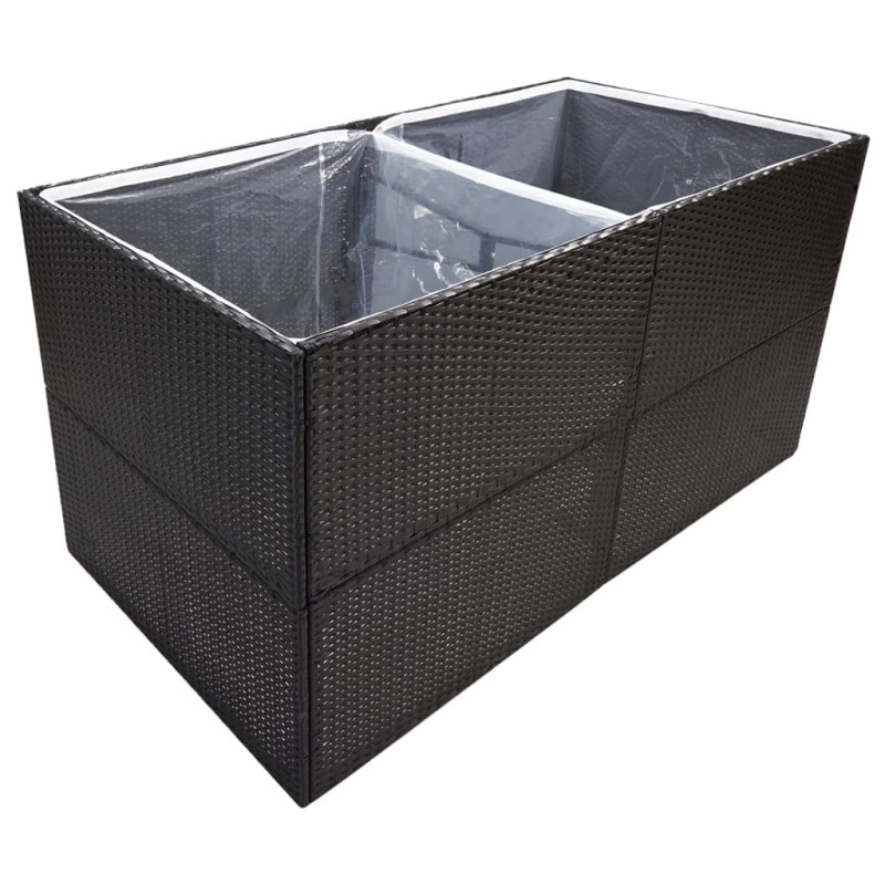 Donica ogrodowa, czarna, 157x80x80 cm, rattan PE
