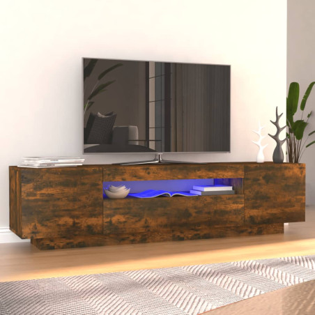 Szafka pod TV z oświetleniem LED, przydymiony dąb, 160x35x40 cm