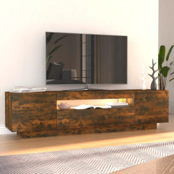 Szafka pod TV z oświetleniem LED, przydymiony dąb, 160x35x40 cm