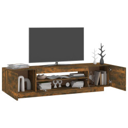 Szafka pod TV z oświetleniem LED, przydymiony dąb, 160x35x40 cm