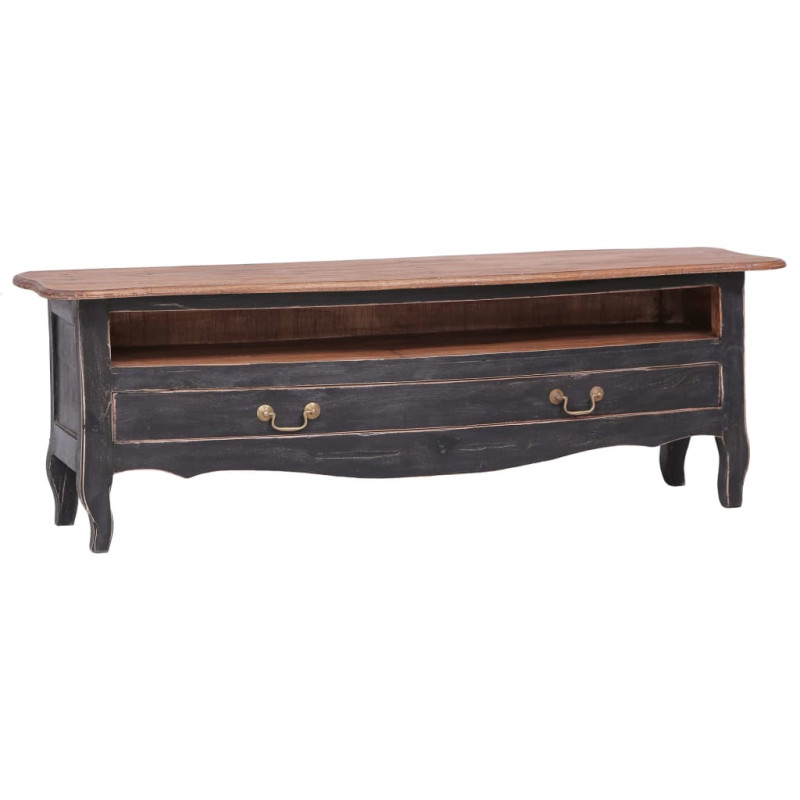Szafka pod TV, 120x30x40 cm, czarna, lity mahoń