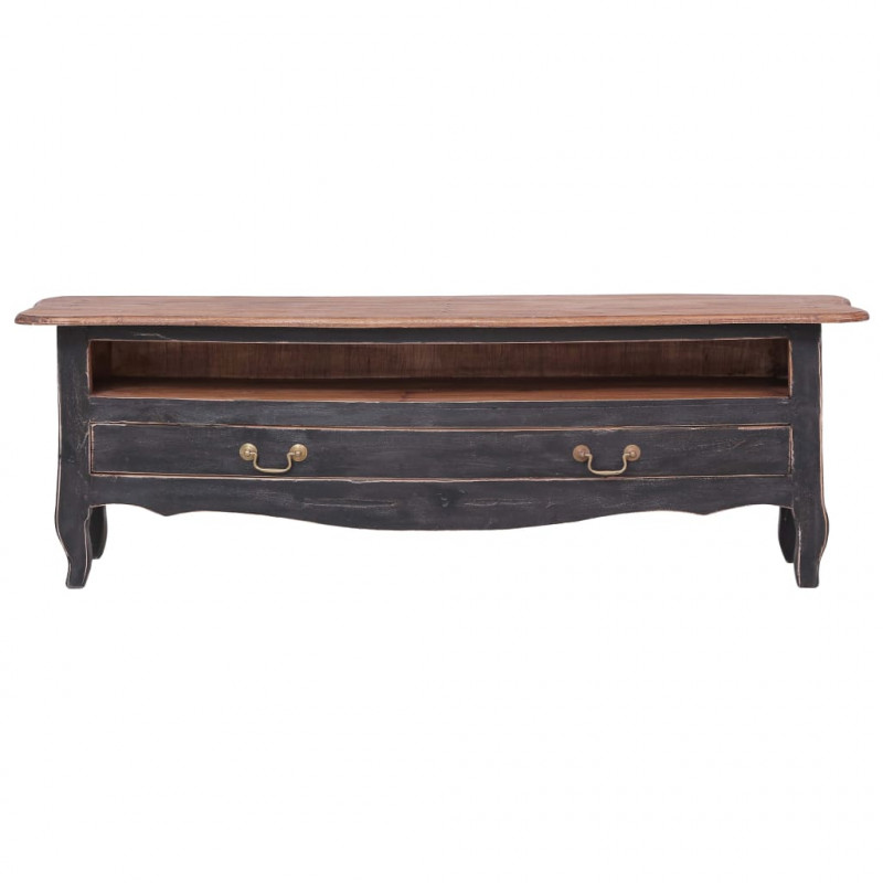 Szafka pod TV, 120x30x40 cm, czarna, lity mahoń