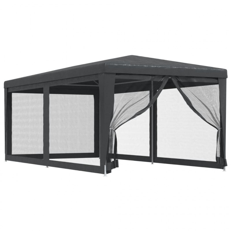Namiot imprezowy z 6 ścianami z siatki, antracyt, 3x6 m, HDPE