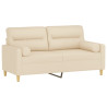 2-osobowa sofa z poduszkami, kremowa, 140 cm, tkanina