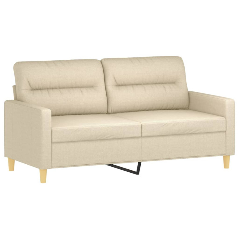 2-osobowa sofa z poduszkami, kremowa, 140 cm, tkanina