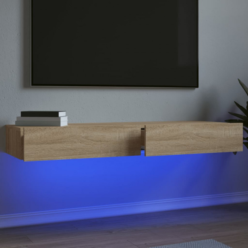 Szafki telewizyjne z LED, 2 szt., dąb sonoma, 60x35x15,5 cm