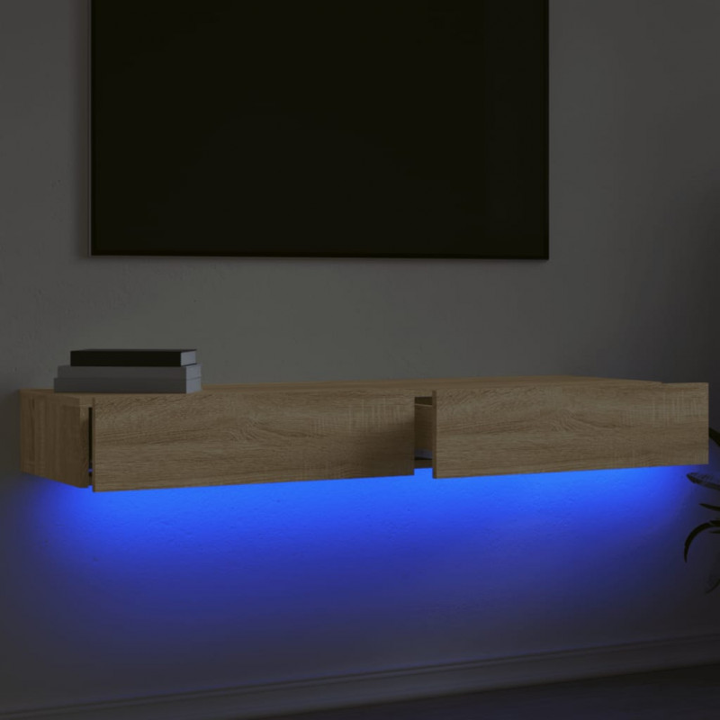 Szafki telewizyjne z LED, 2 szt., dąb sonoma, 60x35x15,5 cm