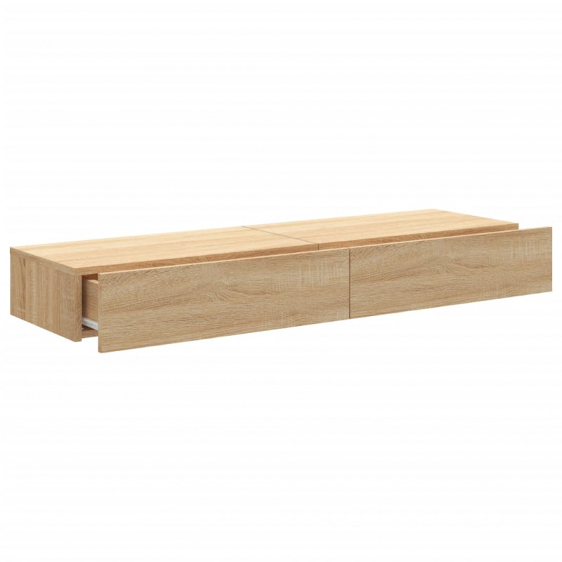 Szafki telewizyjne z LED, 2 szt., dąb sonoma, 60x35x15,5 cm
