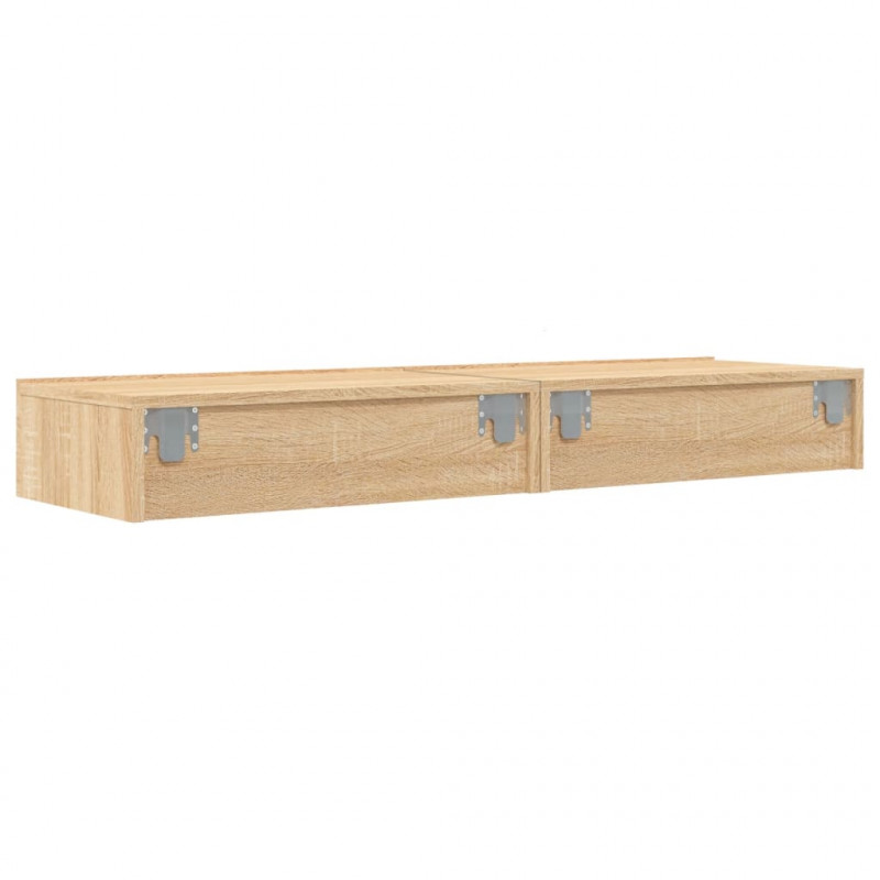 Szafki telewizyjne z LED, 2 szt., dąb sonoma, 60x35x15,5 cm
