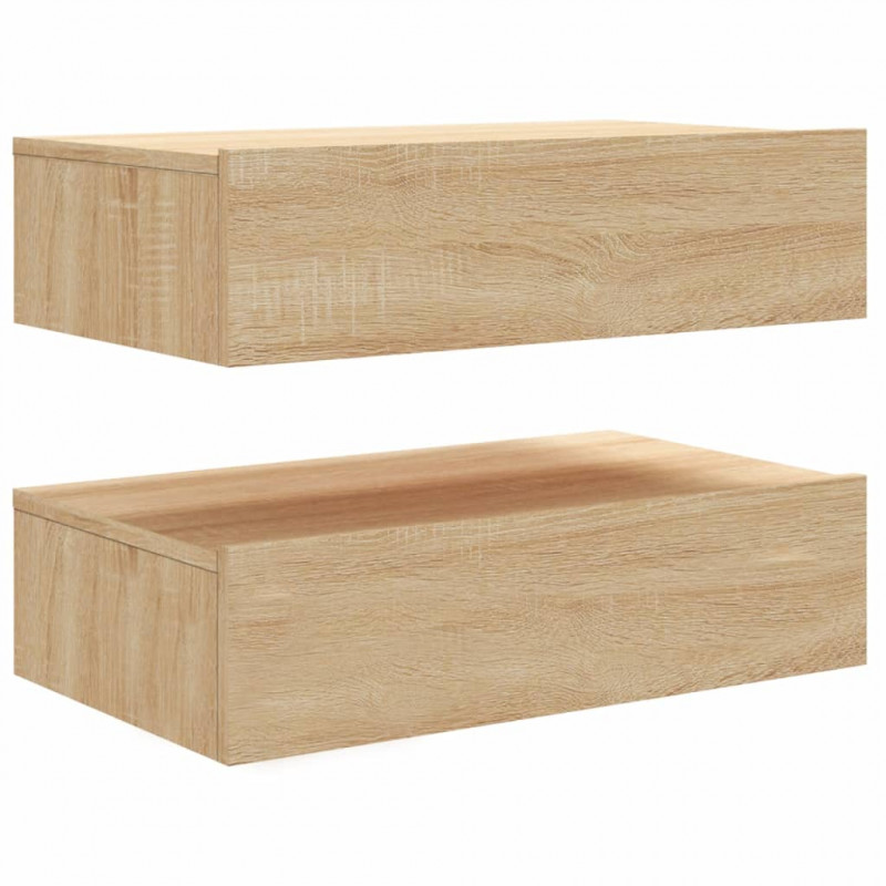 Szafki telewizyjne z LED, 2 szt., dąb sonoma, 60x35x15,5 cm