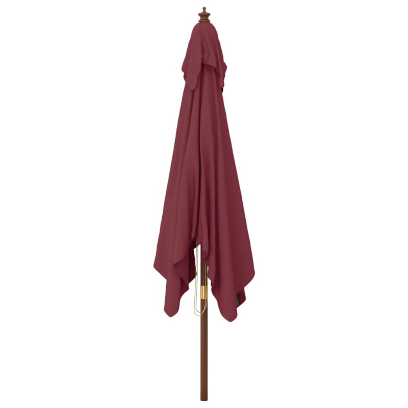 Parasol ogrodowy na drewnianym słupku, bordowy, 300x300x273 cm