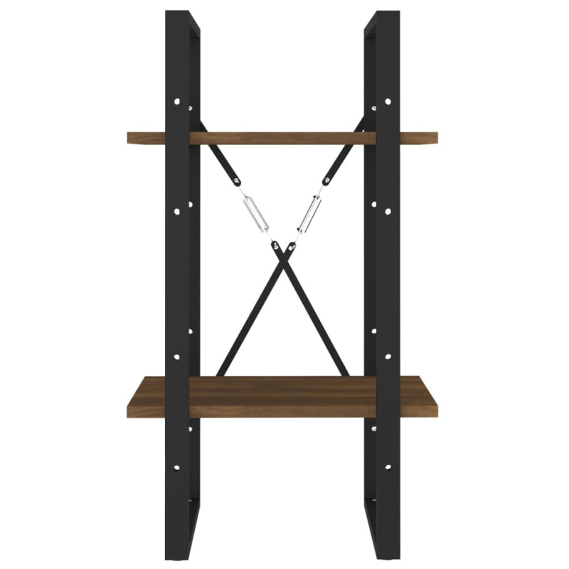 Regał na książki z 2 półkami, brązowy dąb, 40x30x70 cm