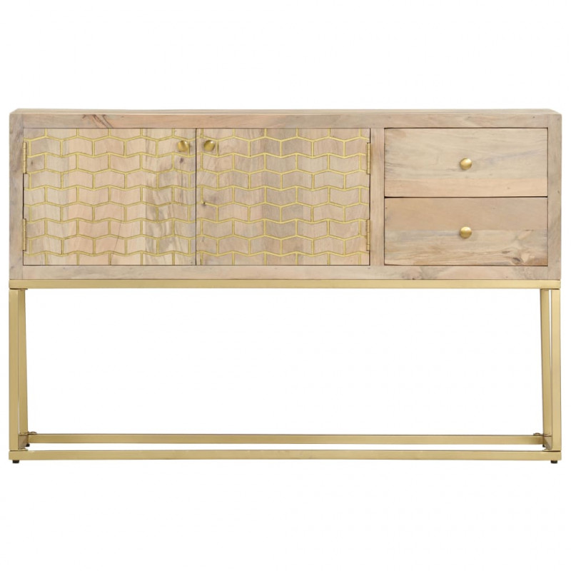 Szafka, złota, 120x30x75 cm, lite drewno mango
