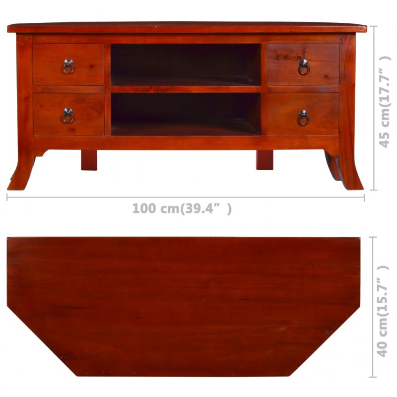 Szafka pod TV, klasyczny brąz, 100x40x45 cm, drewno mahoniowe