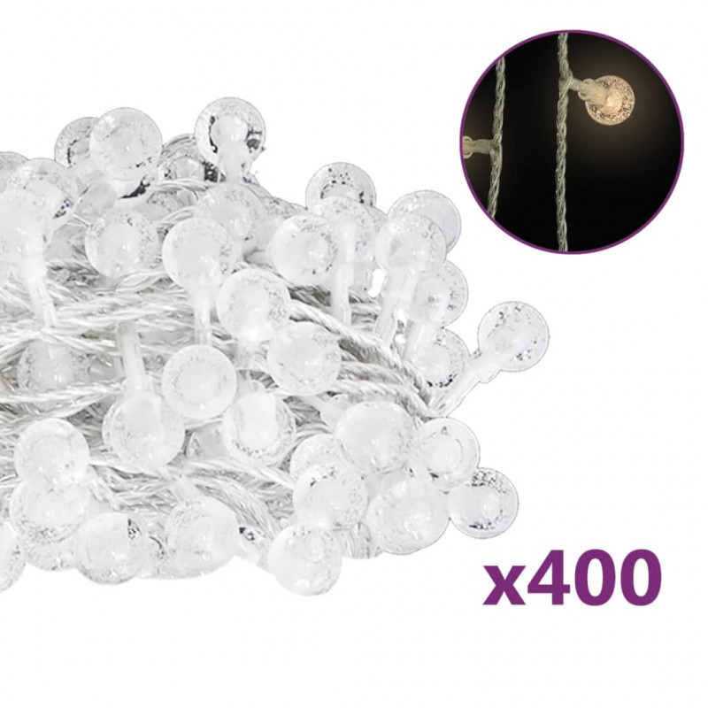 Lampki świąteczne, 40 m, 400 diod LED, ciepła biel, 8 funkcji