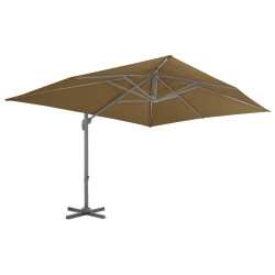 Parasol wiszący z aluminiowym słupkiem, 400x300 cm, taupe