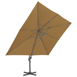 Parasol wiszący z aluminiowym słupkiem, 400x300 cm, taupe