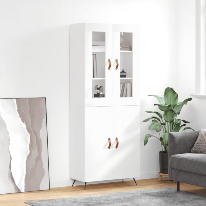 Witrynka biała połysk 69,5x34x180 cm materiał drewnopochodny