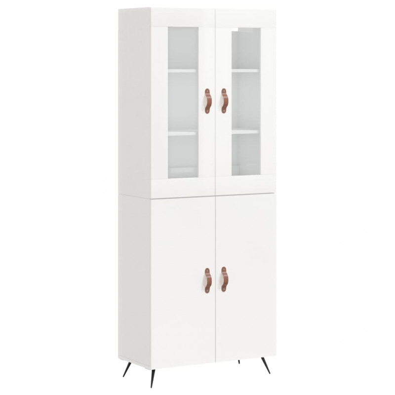 Witrynka biała połysk 69,5x34x180 cm materiał drewnopochodny