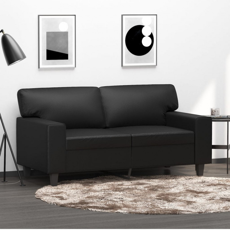 2-osobowa sofa, czarna, 120 cm, sztuczna skóra