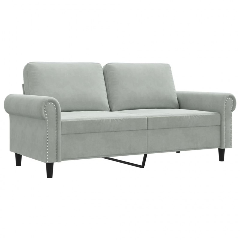 Sofa 2-osobowa, jasnoszara, 140 cm, tapicerowana aksamitem