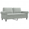 Sofa 2-osobowa, jasnoszara, 140 cm, tapicerowana aksamitem