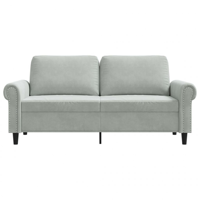 Sofa 2-osobowa, jasnoszara, 140 cm, tapicerowana aksamitem