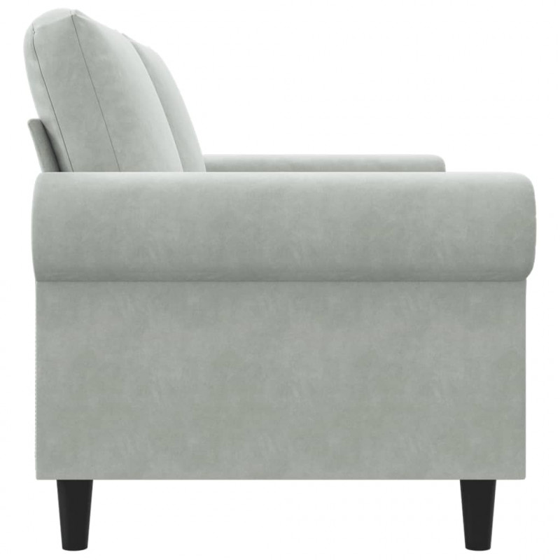Sofa 2-osobowa, jasnoszara, 140 cm, tapicerowana aksamitem