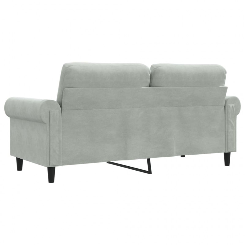 Sofa 2-osobowa, jasnoszara, 140 cm, tapicerowana aksamitem