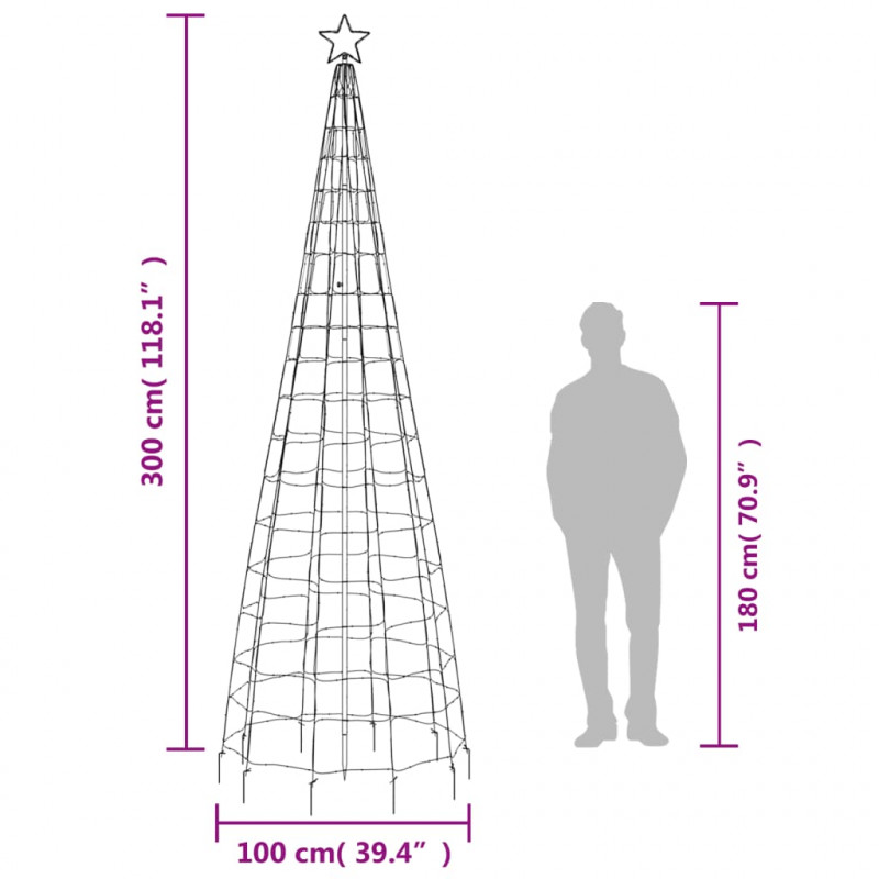 Choinka z lampek, z kołkami, 570 niebieskich LED, 300 cm