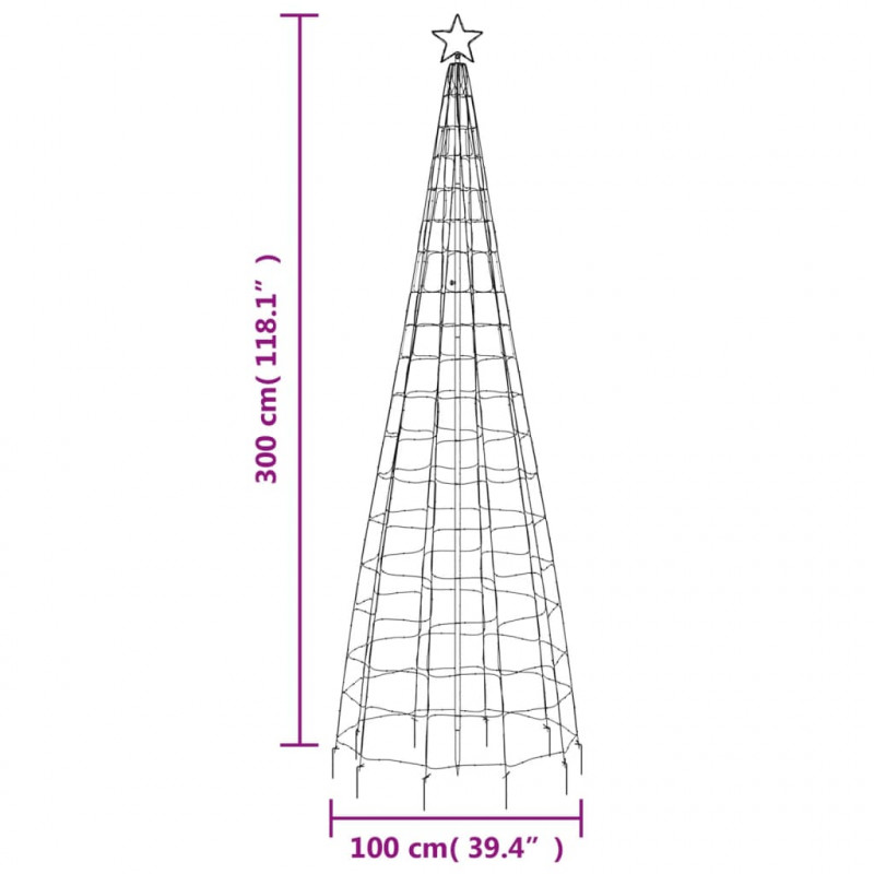 Choinka z lampek, z kołkami, 570 niebieskich LED, 300 cm