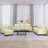 4-osobowa sofa z poduszkami, kremowa, sztuczna skóra