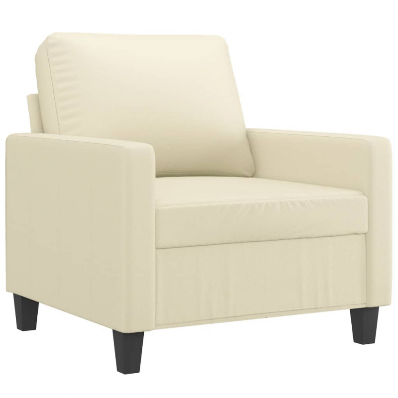 4-osobowa sofa z poduszkami, kremowa, sztuczna skóra