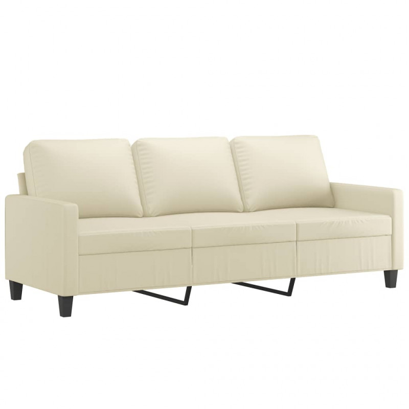 4-osobowa sofa z poduszkami, kremowa, sztuczna skóra