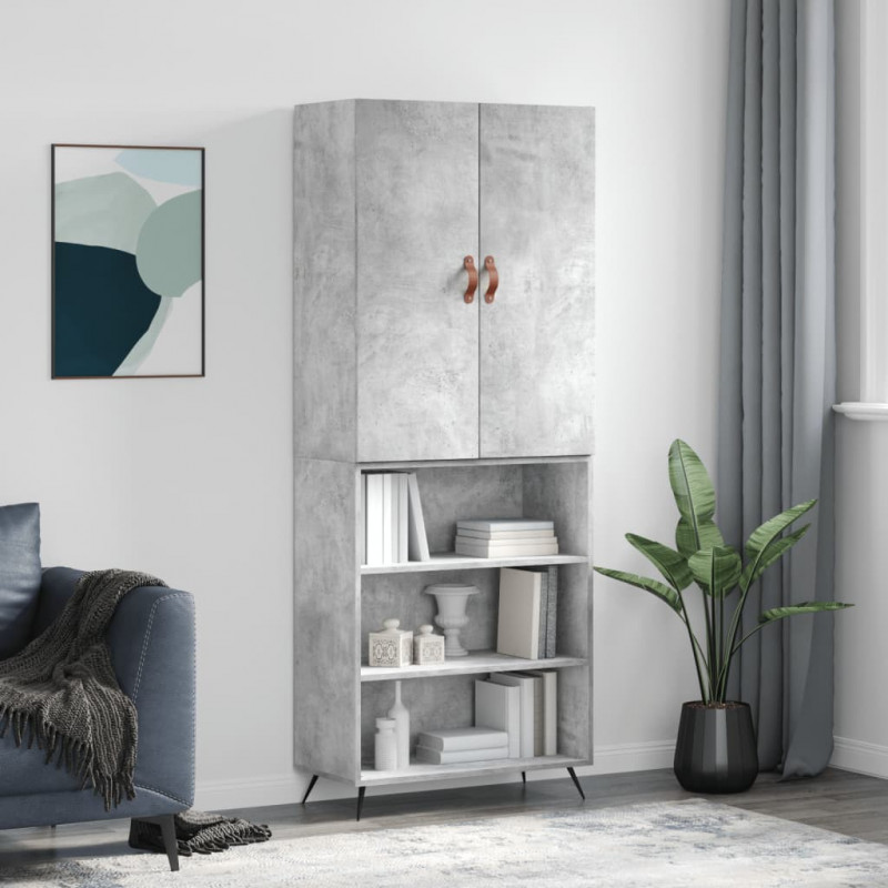 Witrynka, szarość betonu 69,5x34x180 cm materiał drewnopochodny