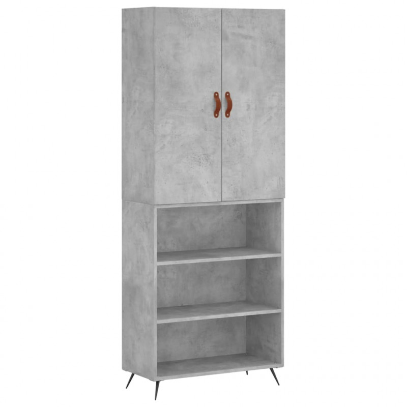 Witrynka, szarość betonu 69,5x34x180 cm materiał drewnopochodny