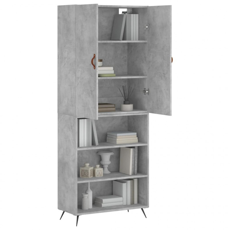 Witrynka, szarość betonu 69,5x34x180 cm materiał drewnopochodny