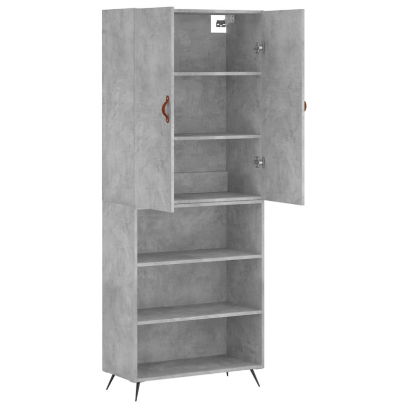 Witrynka, szarość betonu 69,5x34x180 cm materiał drewnopochodny