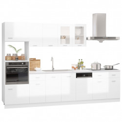 7-cz. zestaw szafek kuchennych, wysoki połysk, biały, płyta