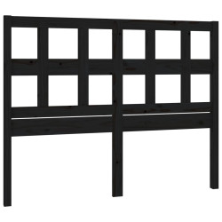 Wezgłowie łóżka, czarne, 125,5x4x100 cm, lite drewno sosnowe