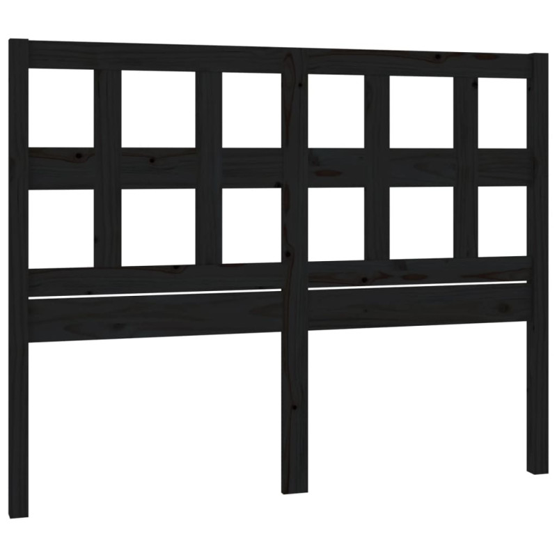 Wezgłowie łóżka, czarne, 125,5x4x100 cm, lite drewno sosnowe