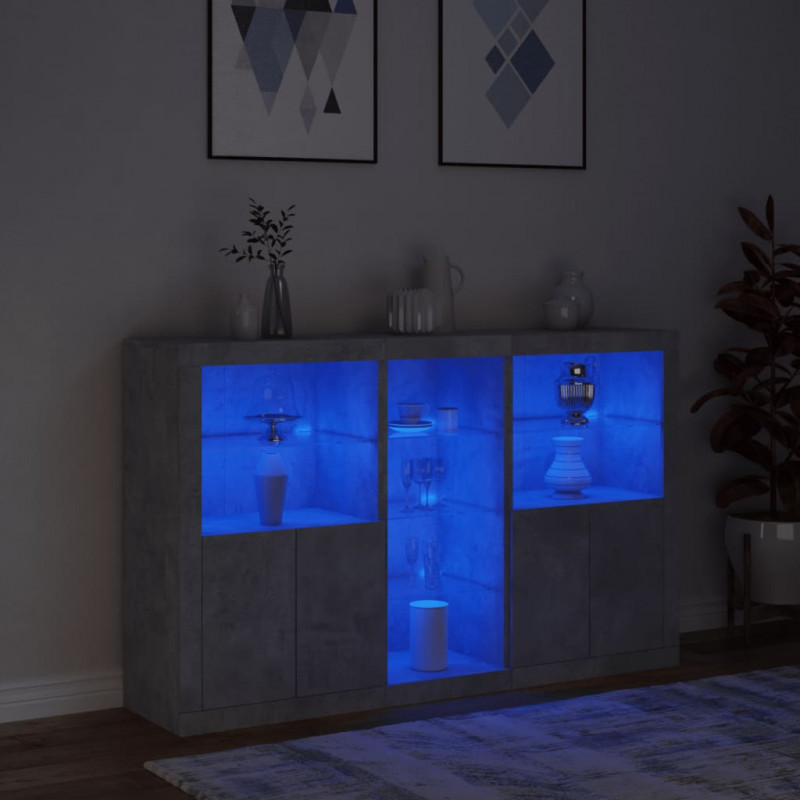 Szafka z oświetleniem LED, szarość betonu, 162x37x100 cm