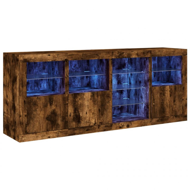 Szafka z oświetleniem LED, przydymiony dąb, 164x37x67 cm